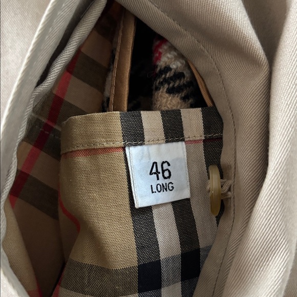 Vintage Burberry Overcoat Mens Tan Novacheck Plaid Long Checkered Trench SZ 46 - Picture 11 of 16